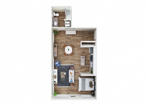 Floor plan for studio, 1 bath, 786 sqft
